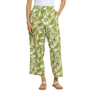 Nicole Miller 100% Linen Wide Leg Crop Length Pants Summer Women Size L